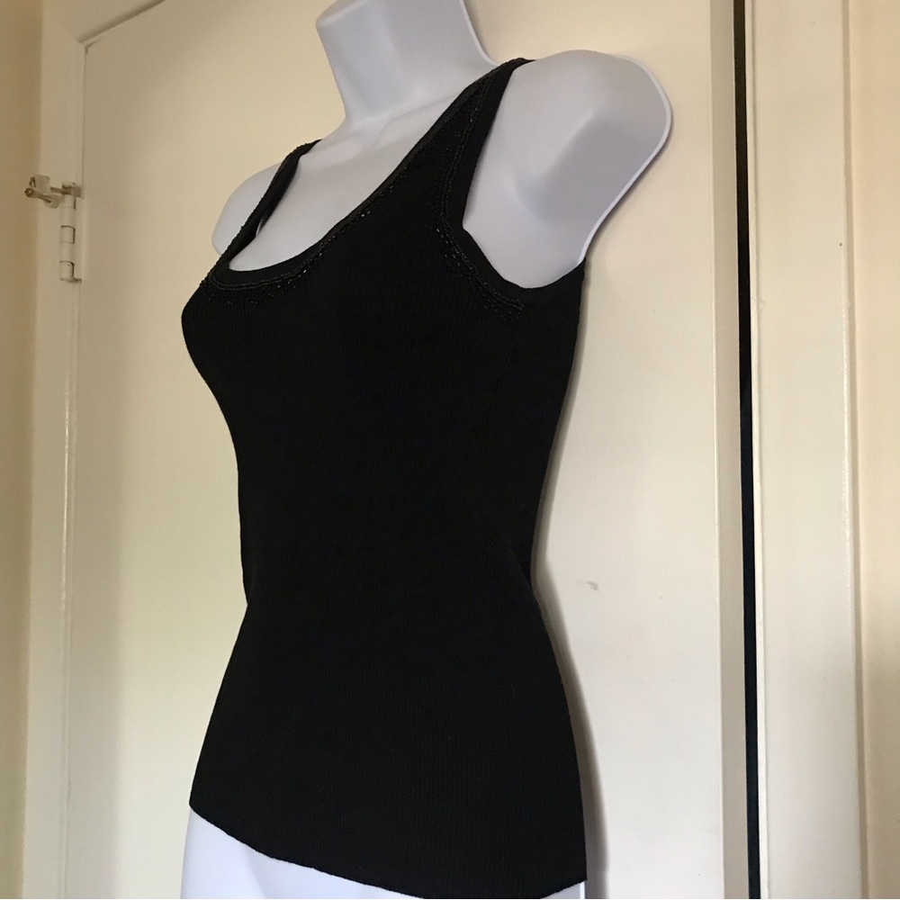 Vintage ESSENDI 90s size S sleeveless women black top 55% silk 45 % COTTON - Picture 11 of 16